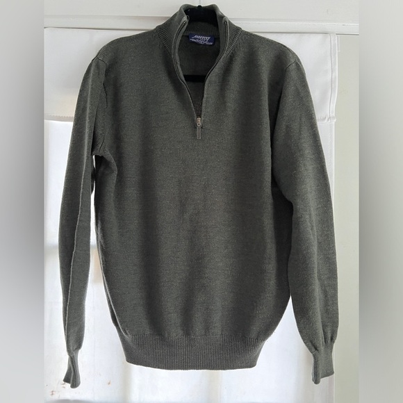 JEREMY ARGYLE Men’s 1/4 Zip Sweater Green Merino Wool EUC - Picture 3 of 7